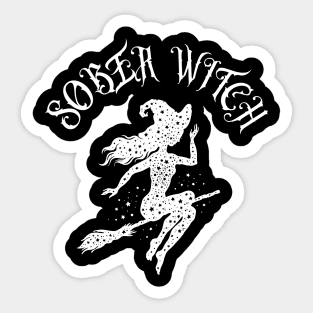 Sober Witch, Funny Halloween Addiction Recovery Sticker